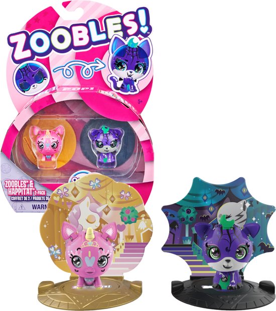 Zoobles - 2-pack Sweet Unicorn en Spooky Tiger Transformerende - Actiefiguren - Zoobles