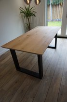 Eikenhouten eettafel | 100x200cm | U-poot slank industrieel | verjongde rand