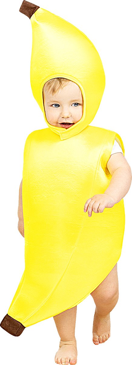 FUNIDELIA Bananpak - Bananen kostuum voor baby - 0-6 mnd (50-68 cm) - Geel