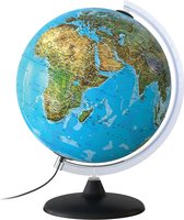 Livarno Home Verlichte wereldbol 30cm - Inclusief schakelaar en vervangbare lamp - Inclusief lichtbron - Schuine meridiaan met gradenverdeling - Dubbel kaartbeeld met fysieke en politieke weergave
