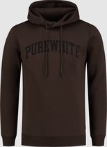 Purewhite -  Heren Slim Fit   Hoodie  - Bruin - Maat S