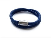 NIEUW! - Jolla - heren armband - wikkelarmband - magneet - staal - gevlochten touw - Steel Rope - Blauw - Medium