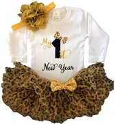 New Year set, tutu, baby, eerste nieuwjaar, first, luipaard, romper (mt 74)