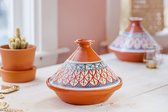 Handgemaakte Marokkaanse Kook Tajine voor Inductie, Gas, Oven - Bohemian Rood L