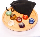 Quickrr® - Set van 7 edelstenen - 7 Chakra's - Kerstcadeau - Meditatiestenen - Cadeau - Edelstenen