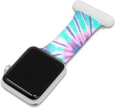 Siliconen Bandje Met Clip En Knijpertje Geschikt Voor Apple Watch Series 3/4/5/6/SE/7 38/40 mm  Tie-Dye Splash - iWatch Zusterhorloge band Voor Verpleegkundigen/Dokters/Ziekenhuis/