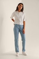 NA-KD high waist side slit denim Dames Jeans - Maat EU 34