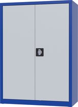Metalen archiefkast - 110x80x38 cm - Blauw / grijs - Met slot - draaideurkast, kantoorkast, garagekast - AKP-108 - Povag