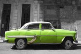 Dibond - Auto - Oldtimer - zwart / wit / groen - 120 x 180 cm.