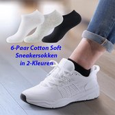 6-Paar Zachte Katoenen Sneakersokken in 2-Kleuren-Maat 36-42