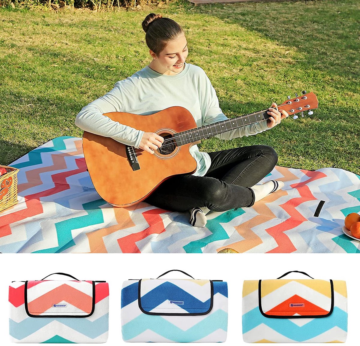Songmic picknickkleed , wave, 200*200 cm