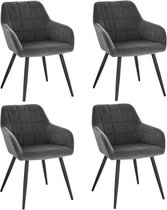 Eetkamerstoelen - Set van 2/4 - Vintage fluwelen fauteuils - Accent stoelen - voor woonkamer slaapkamer keuken - met metalen stoelpoten - 4 stuks - 01