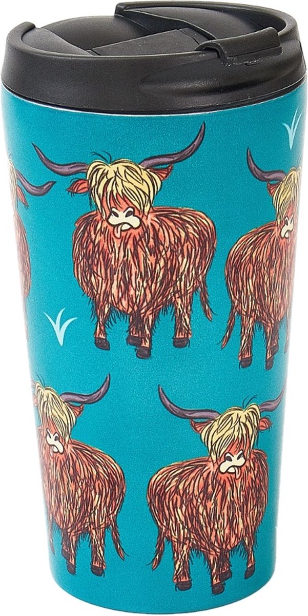 Eco Chic - The Travel Mug (thermosbeker) - N05 - Teal - Highland Cow