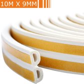 Simple Fix Tochtstrip - 10 meter x 9mm - Tochtstrips voor deuren - Tochtstopper - Tochtband - Tochtrol - Zelfklevend en Isolerend - D-profiel - Wit