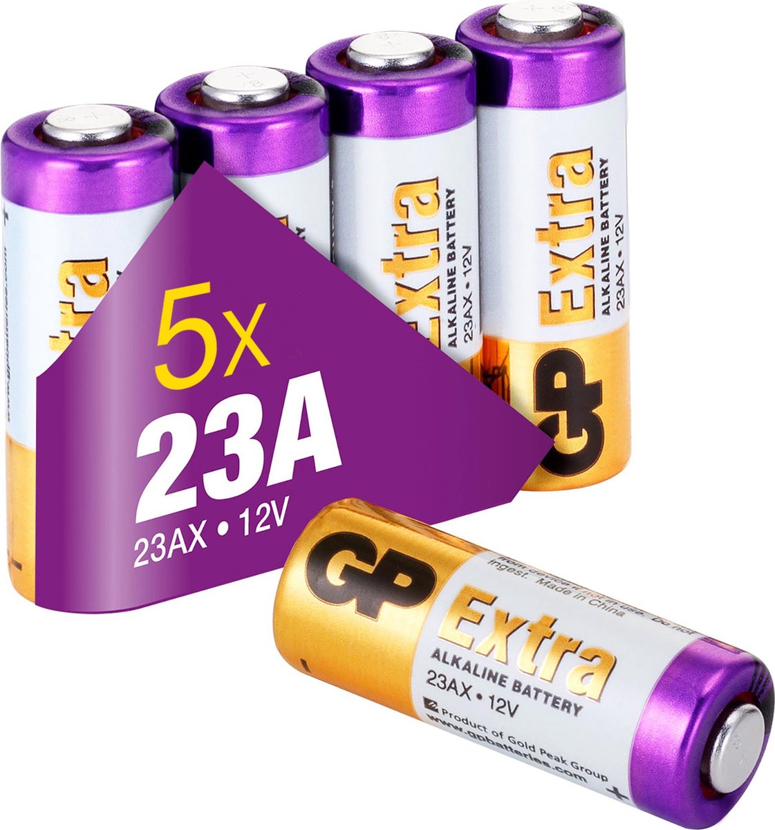 GP Extra Alkaline batterijen 23A batterij 12V A23 MN21 - 5 stuks - Beschermd tegen lekken - GP