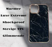 Apple iPhone 13 Hoesje Zwart Marmer  Stevige Siliconen TPU Case – iPhone 13  Luxe Xtreme Back Cover Stevige Shockproof telefoon hoesje
