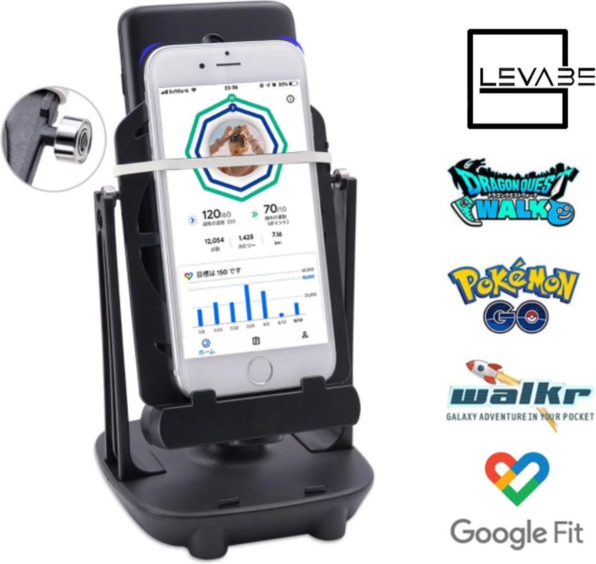 Levabe Automatische stappenteller voor O.a. Pokemon - telefoon shaker - egg hatch - pokemon go armband