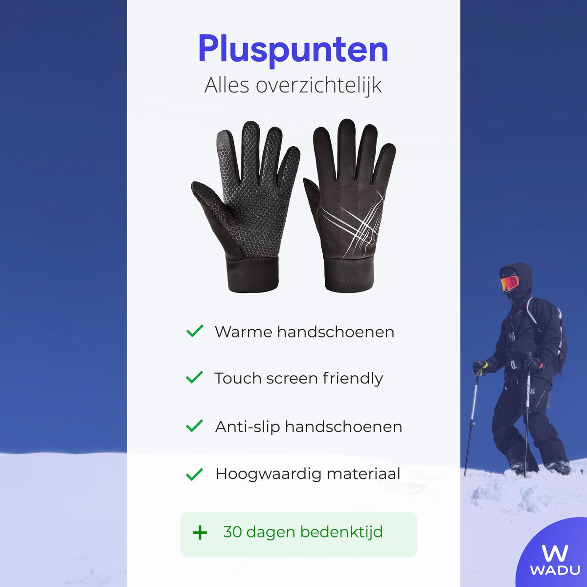 Touchscreen Handschoenen Dames & Heren - Waterdicht Winddicht Met Antislip Voor Skiën, Fietsen & Hardlopen