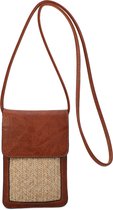 Crossbody- telefoontasje Ines Delaure camel