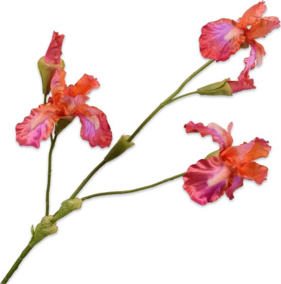 Silk-ka Kunstbloem-Zijden Bloem Iris Tak Oranje 102 cm