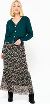 LOLALIZA Gebreide cardigan met hout look knopen - Groen - Maat XS