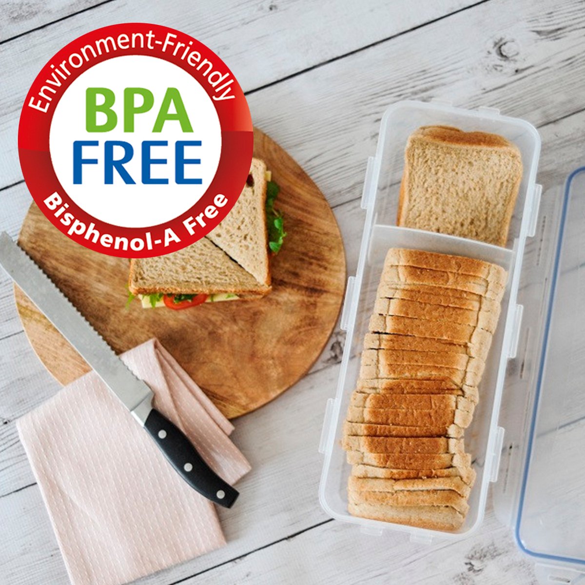 Lock&Lock Brood Bewaardoos - Broodbak - Brooddoos - 100% Luchtdicht - BPA vrij - PFAS vrij - Broodtrommel - Brood bewaarbak - Brood bewaren - Opbergdoos - Voorraaddoos - Groot - 5 liter - Transparant — cadeau in Cadeau-ideeën - foto 3