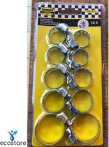 BENSON®- Slangklemset 10-delig - Slangklemmen - Klemmen Set voor om de Tuinslang Afvoerslang of Doucheslang - Slangklemmenset - Zilverkleurig - 17mm - 32 mm