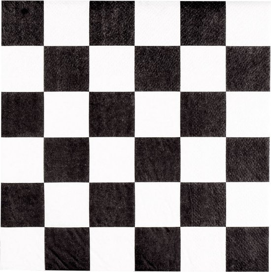 40x Paper finish flag race serviettes jetables noir/blanc à carreaux 33 x 33 cm - Race fête d'enfant/anniversaire