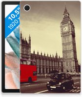 Samsung Galaxy Tab A8 2021 Tablethoesje met Naam met Foto Londen City met transparant zijkanten