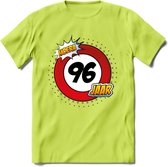 96 Jaar Hoera Verkeersbord T-Shirt | Grappig Verjaardag Cadeau | Dames - Heren | - Groen - S