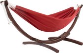 Vivere Double Sunbrelle Hangmat met Solid Pine standaard (250 CM) -  Crimson