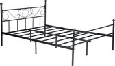 Resuelven Tweepersoons Bedframe - 140 x 200 Centimeter - Bed Frame - Met Hoofdeinde - Bedden - Voor Slaapkamer - Metaal - Zwart
