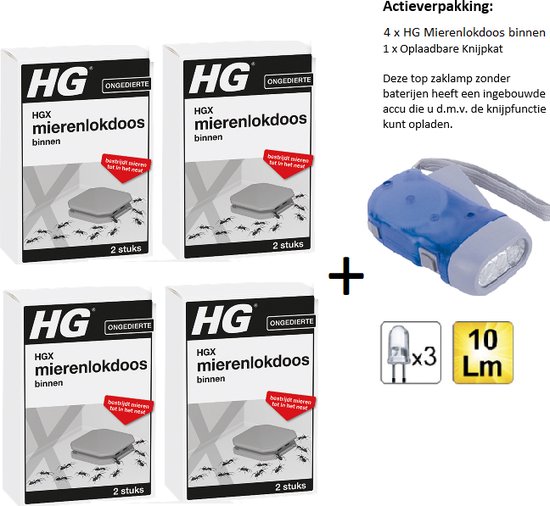 Foto: Hgx mierenlokdoos binnen 4 stuks zaklamp knijpkat