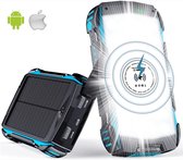 Solar Powerbank 30.000 mAh - Powerbank Iphone - Powerbank Zonne-energie - USB C - Lightning - Blauw