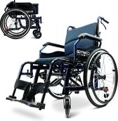 Fauteuil roulant manuel pliable léger Comfygo X-1, fauteuil roulant de transport, fauteuil roulant poussoir (noir et bleu)