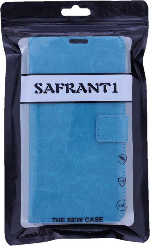 Coque pour Samsung Galaxy A32 4G - Bookcase - Espace pour 3 cartes - Similicuir - avec 3x Protecteur d'écran trempé - SAFRANT1 - Turquoise