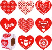 Valentijn - Moederdag Sluitsticker - Sluitzegel - Hart - 40 stuks - 8 assorti  | Valentijnsdag stickers - Love - Envelop | Rood - Wit - Rose | Hartjes / Harten - Streep / Bloem | Envelop stickers | Cadeau - Gift | Chique inpakken