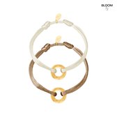 Armband Satijn Brown -White