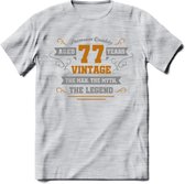 77 Jaar Legend T-Shirt | Goud - Zilver | Grappig Verjaardag Cadeau | Dames - Heren | - Licht Grijs - Gemaleerd - M