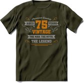 75 Jaar Legend T-Shirt | Goud - Zilver | Grappig Verjaardag Cadeau | Dames - Heren | - Leger Groen - XXL