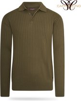 Cappuccino - Polo - Lange Mouw - Knitted - Leger Groen - S