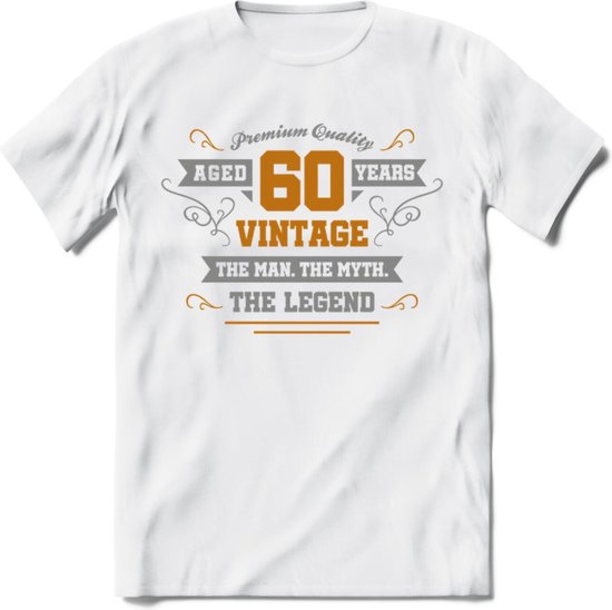 60 Jaar Legend T-Shirt | Goud - Zilver | Grappig Verjaardag Cadeau | Dames - Heren | - Wit - M