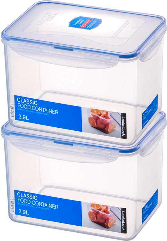 Lock & Lock contenants d'aliments frais | Conservateur frais pour un demi-pain | Boite à pain | Boîte à pain - Set de 2 - 3,9 litres - Transparent