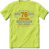 76 Jaar Legend T-Shirt | Goud - Zilver | Grappig Verjaardag Cadeau | Dames - Heren | - Groen - S