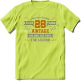 28 Jaar Legend T-Shirt | Goud - Zilver | Grappig Verjaardag Cadeau | Dames - Heren | - Groen - S