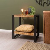Table d'appoint Daan 50x50x45 cm bois de manguier et métal