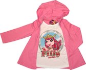 Filly Elves Meisjes Longsleeve - Roze Wit - T-shirt met Vest aan elkaar - lange mouwen - met Capuchon - Maat 116