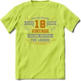 18 Jaar Legend T-Shirt | Goud - Zilver | Grappig Verjaardag Cadeau | Dames - Heren | - Groen - XXL