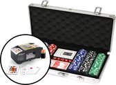 In Round Pokerset Deluxe Pakket – 500 Poker Chips en Kaartschudmachine