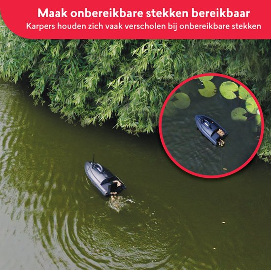 CARPED® Voerboot - Incl. 2 Accu's en Tas - 500 Meter Bereik - 1KG Voercapaciteit - Karper Vissen Baitboat - Hengelsport Materiaal - Visspullen Accesoires — afbeelding 3